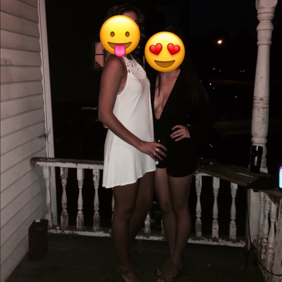 Hope's Dresses & Skirts - Plunging black bell-sleeve romper